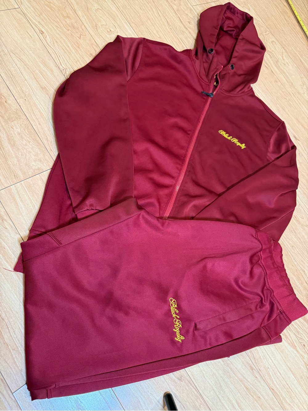 Black Royalty Tracksuit Set Mens M Burgundy Full Zip Hoodie Jogger Pants